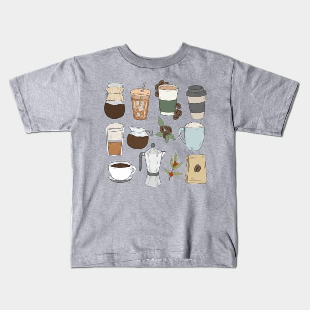 Coffee Love ~ Stickers pack Kids T-Shirt by BeCreativeArts